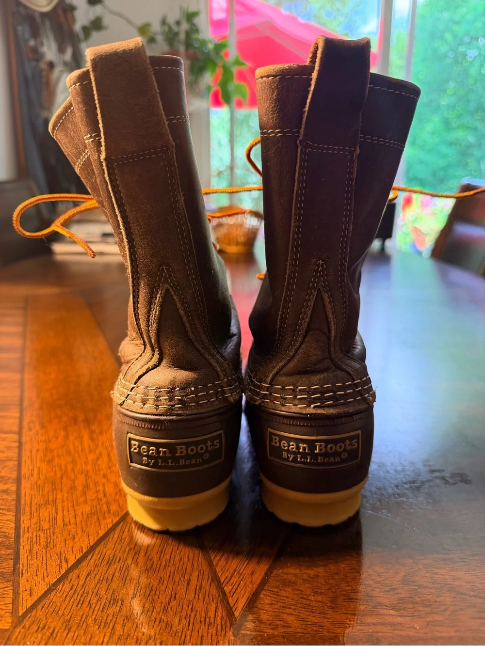 L.L. Bean Brown and Tan Lace-Up Winter/Rain Boots